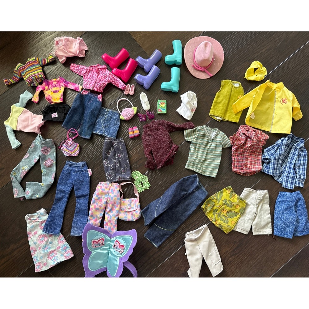Huge 2000s Barbie & Ken Doll Clothes Lot Shoes Dresses Y2K Fashion Accessories